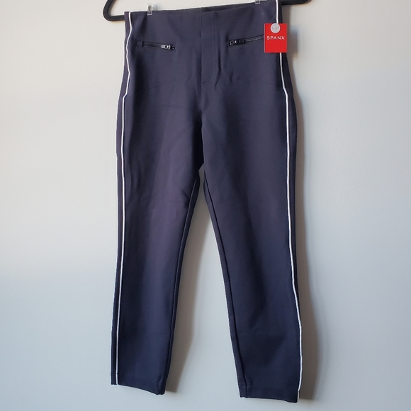 NEW SPANX The Perfect Pant Ankle Piped Skinny in Classic Navy Size Small Petite - Picture 3 of 11